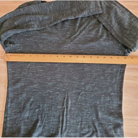 Merona Teal Stripe Long Sleeve Shirt L – Cotton V-Neck, Heathered Knit Tee - Picture 6 of 7